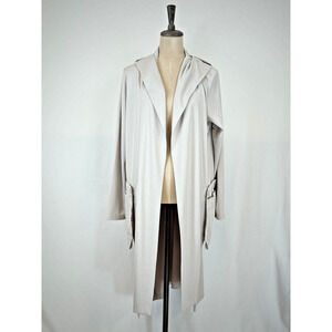 NWT Sassy BOUTIQUE #13102 Beige Long Open Jacket / Hooded Cardigan LARGE #50219